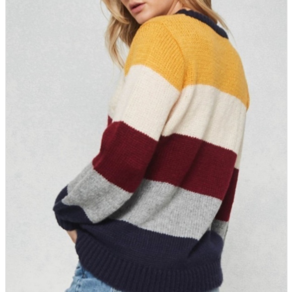 Color Block Round Neckline Knit Sweater - Picture 3 of 4
